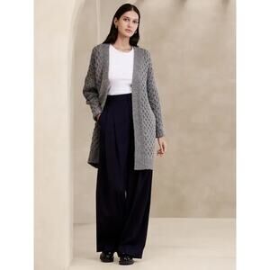 Banana Republic Bariloche Honeycomb Cardigan Medium Gray Textured Open Front